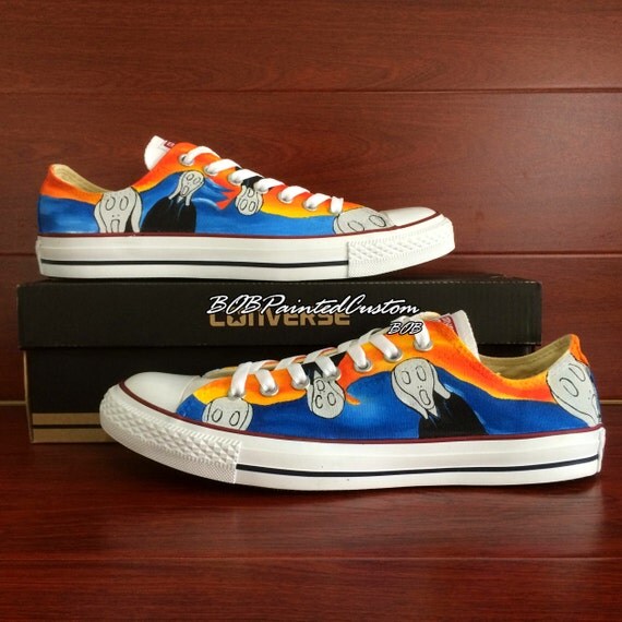 Converse Low Top Shoes Hand Painted Custom by BoBPaintedCustom