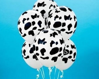 11" Cow Print Balloons, Set of 10 Latex Balloons,Farm Party Dairy Birthday Party Decor Prop "Same Day Shipping"