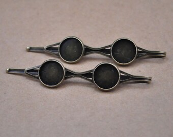 71mm Long Bronze Hair Clips,Blank Hair Clips,hair pin tray,bronze bobby pins with 12mm Round pad Cabochon base setting,Cameo Mountings.