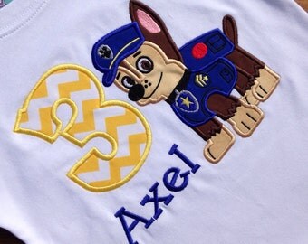 Paw Patrol Birthday Shirt, Paw Patrol Birthday, Chase birthday Shirt, Boy Birthday Shirt, Paw Patrol Party, Personalized Paw Patrol Shirt