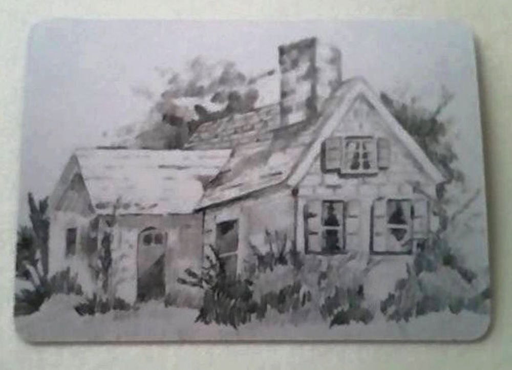  Maison  de  campagne ACEO crayon  dessin  imprimer par RKDuffyArt