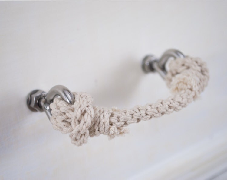 Cotton Rope Handle Drawer Pulls Simple Rustic by FrankusCraft