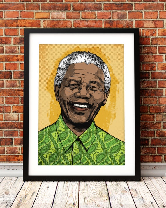 Nelson Mandela portrait print Nelson Mandela print Nelson