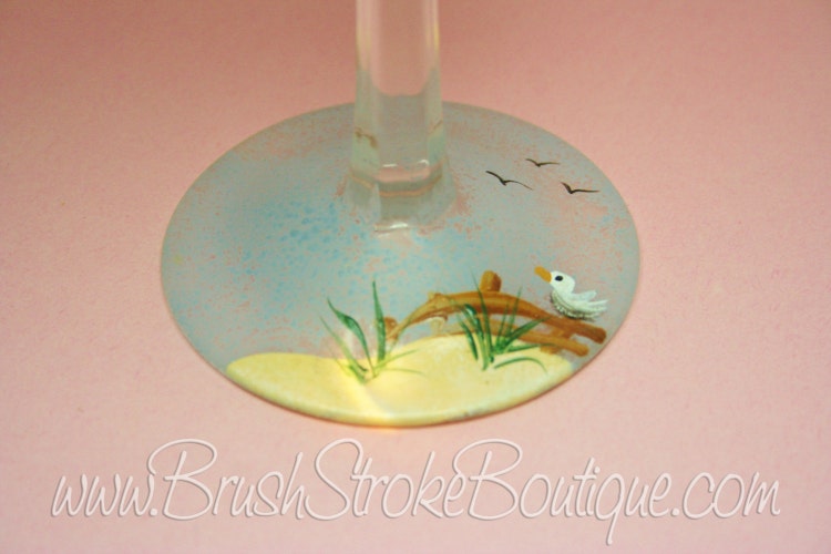 Hand Painted Wine Glass Lighthouse by BrushStrokeBoutique