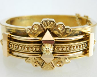 Incredible 14K Victorian Gold Ornate Floral Bracelet