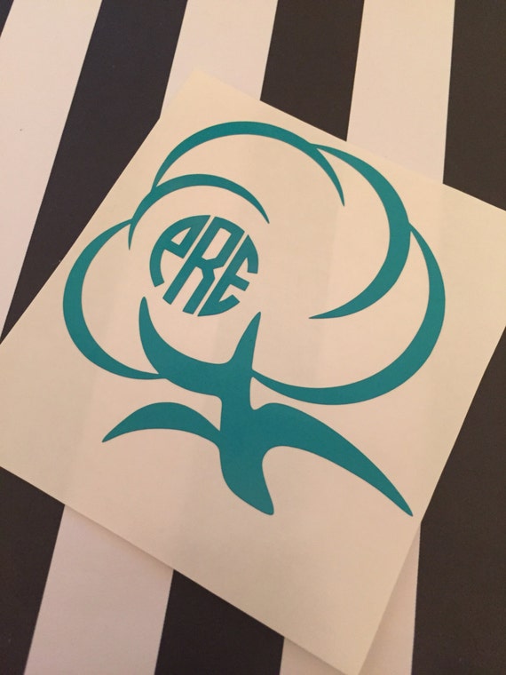 Items similar to Monogrammed Boll of Cotton Vinyl Decal on Etsy