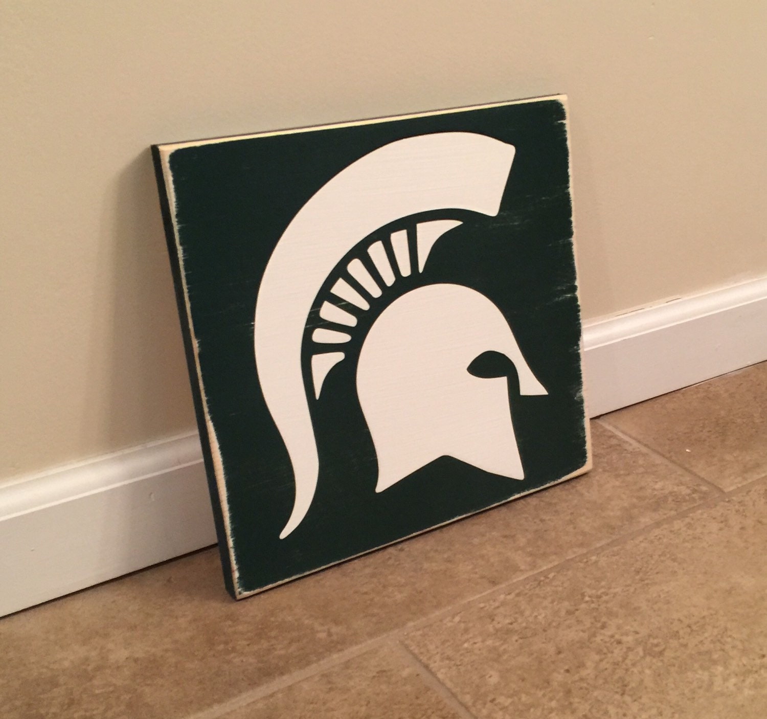 MSU Michigan State Spartan sign wood wall art
