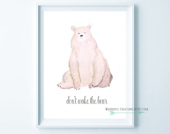 Woodland Nursery Don't Wake the Bear 8x10 Art Print by ...
