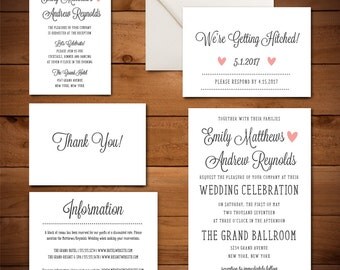 Printable Chalkboard Wedding Invitation &amp; RSVP by birDIYdesign