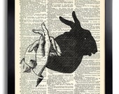 Items similar to Hand Shadow Rabbit Art Print on Antique Dictionary ...