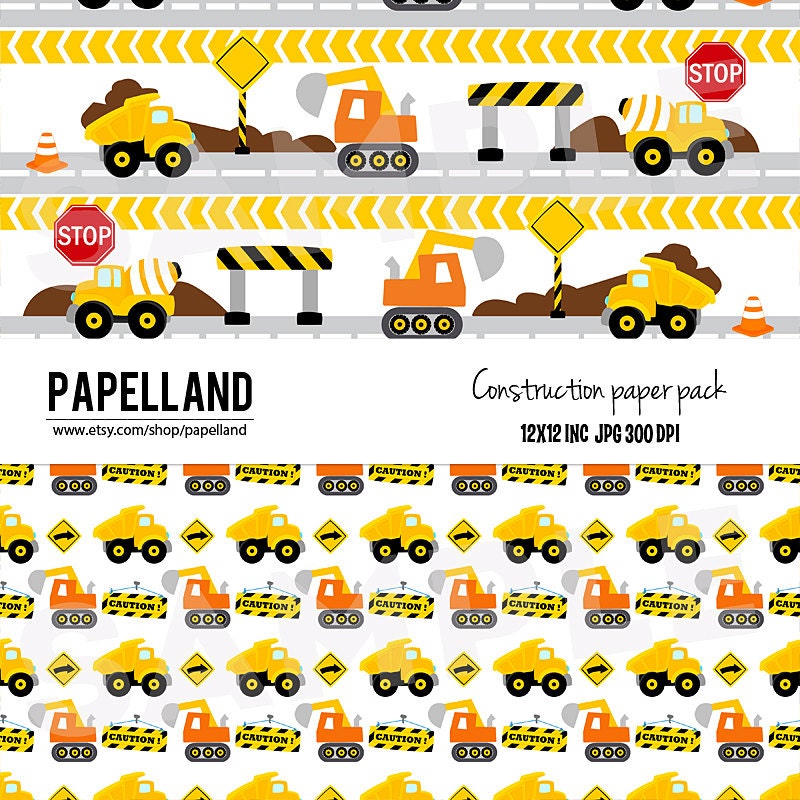 Construction Digital Paper Pack for scrapbooking Making