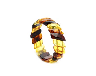 Amber Bracelet - Multicolored Beaded Bracelet - Multicolored Amber Bracelet - Amber Beaded Bracelet - Baltic Amber Bracelet -(DO-224)