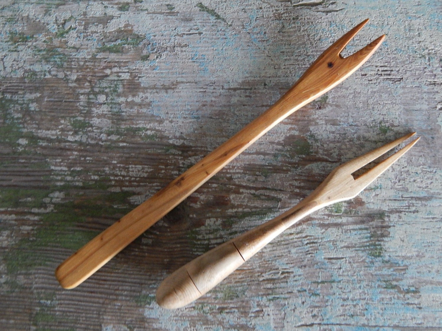 Vintage Wooden Fork Set Kitchen Utensils Rustic Kitchen decor hand