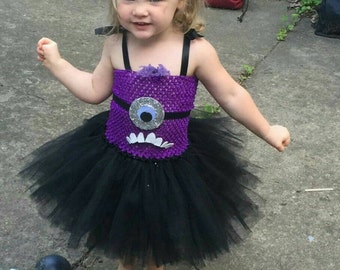 Evil Purple Minion Costume for Babies and Toddlers - Purple Minion Tutu Dress - Purple Minion Dress - Purple Minion Costume - Evil Minion