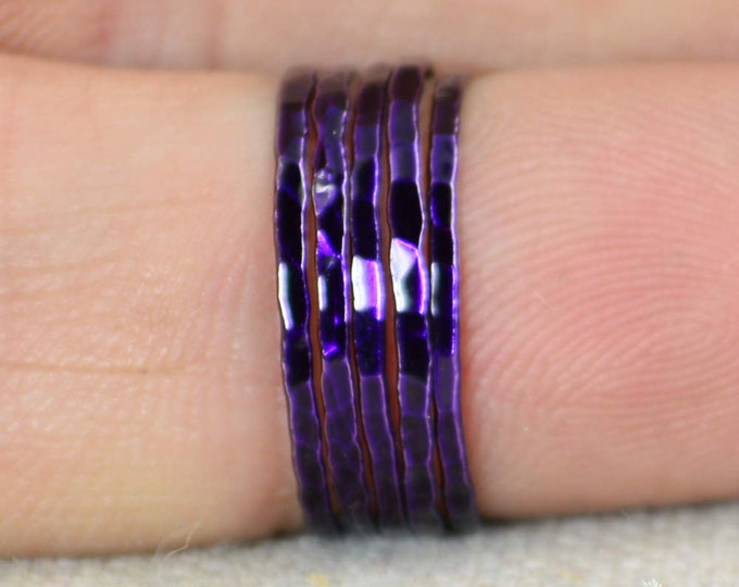 Super Thin Violet Silver Stackable Ring(s),Purple Ring,Purple Stacking Rings,Purple Jewelry, Thin Violet Ring, Purple Accessory, Violet Ring