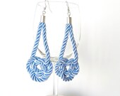 Blue knot earrings, Nautical rope earrings, Knotted earrings, Statement blue earrings, Sky blue braided rope earrings, Navy wedding earrings