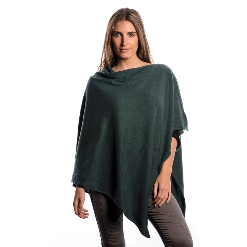 Forest Green 100% Cashmere Poncho