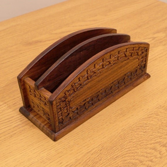 Wood envelope holder vintage by UKAmobile on Etsy