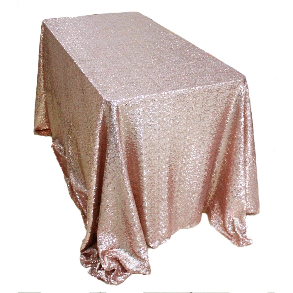 Rose gold sequin tablecloth for wedding & events by AMAZLINEN
