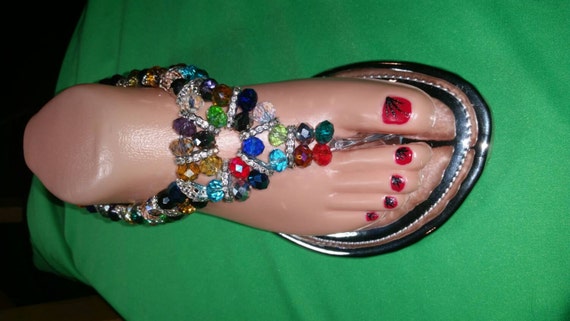 Rainbow sandal by NellysJewelryDesigns on Etsy