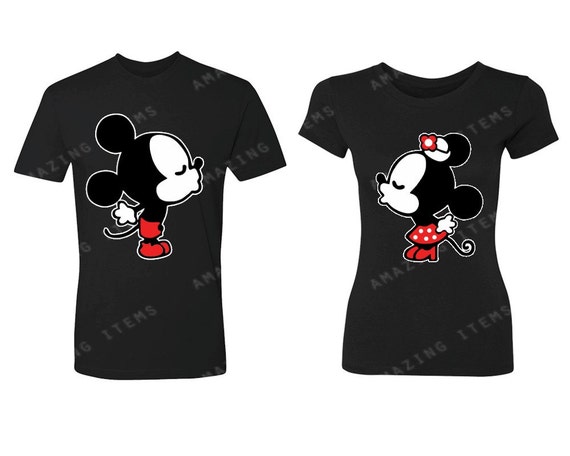 Mickey & Minnie Kissing Couple Matching T-shirts Cute couple