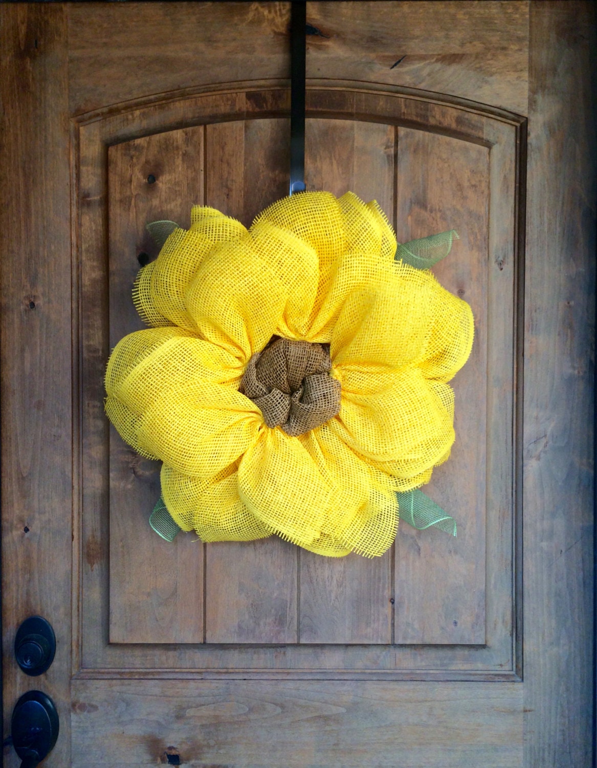 Sunflower Wreath Paper Deco Mesh Front Door by BayouBurlapandBling