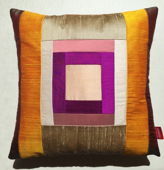 Silk patchwork pillow case. by BaradaHandmade on Etsy