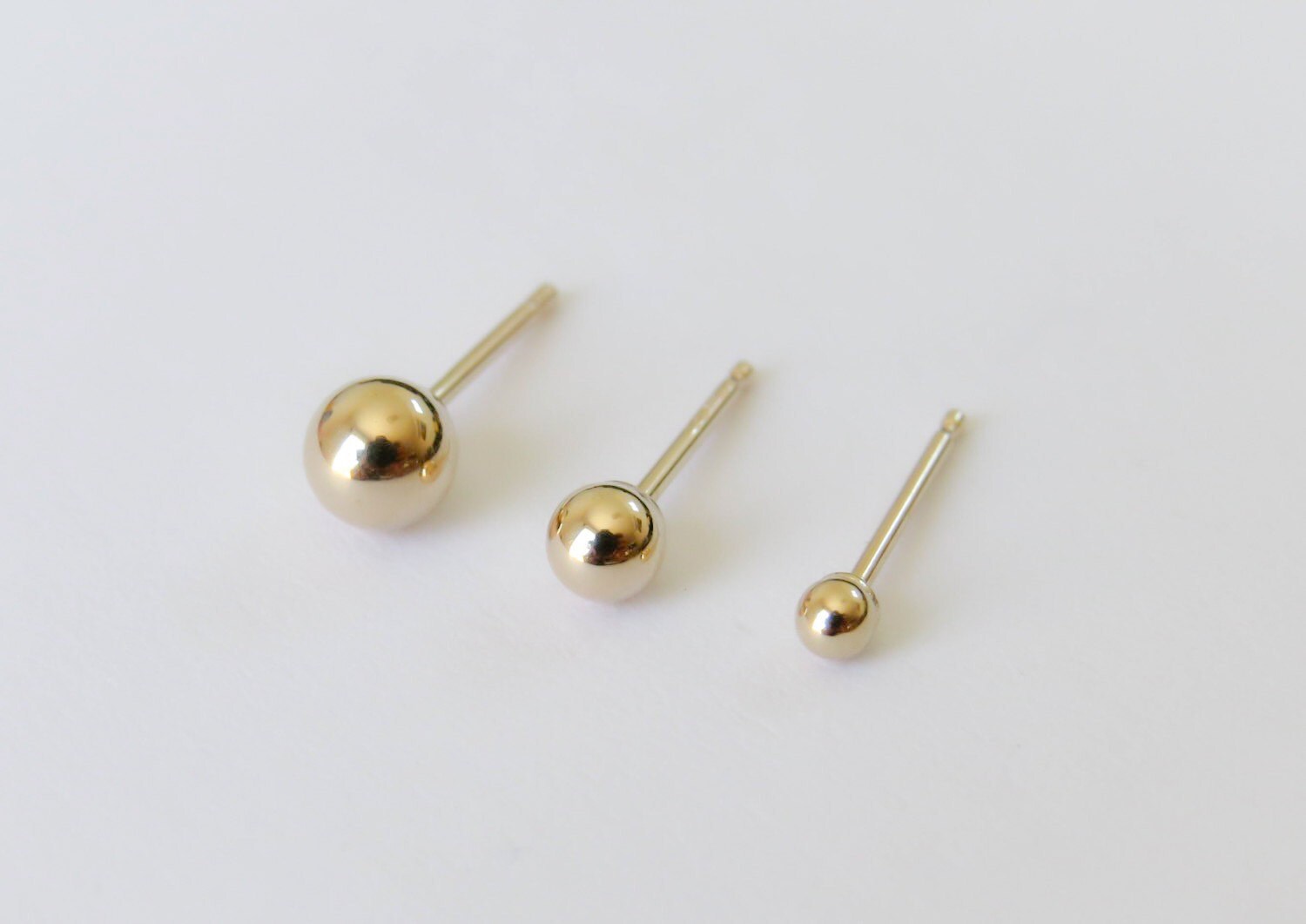 14k Gold Stud Earring 14k Solid Gold Simple Round ball Post