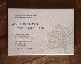 Coral Letterpress Invitation DEPOSIT