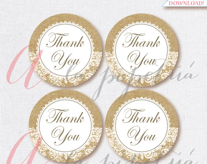 Thank You Favor Tags .Burlap and lace tags. Burlap and lace thank you tag. Printable . First Holy Communion tags. INSTANT DOWNLOAD