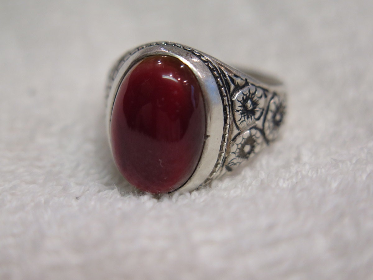 Persian agate ring sterling silver stone size 16 x 11 mm Ring size US ...
