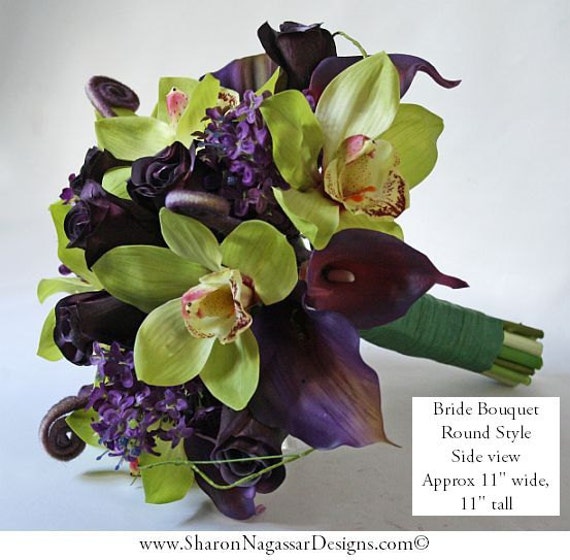 Deep plum/purple/eggplant bouquet Real Touch flowers calla