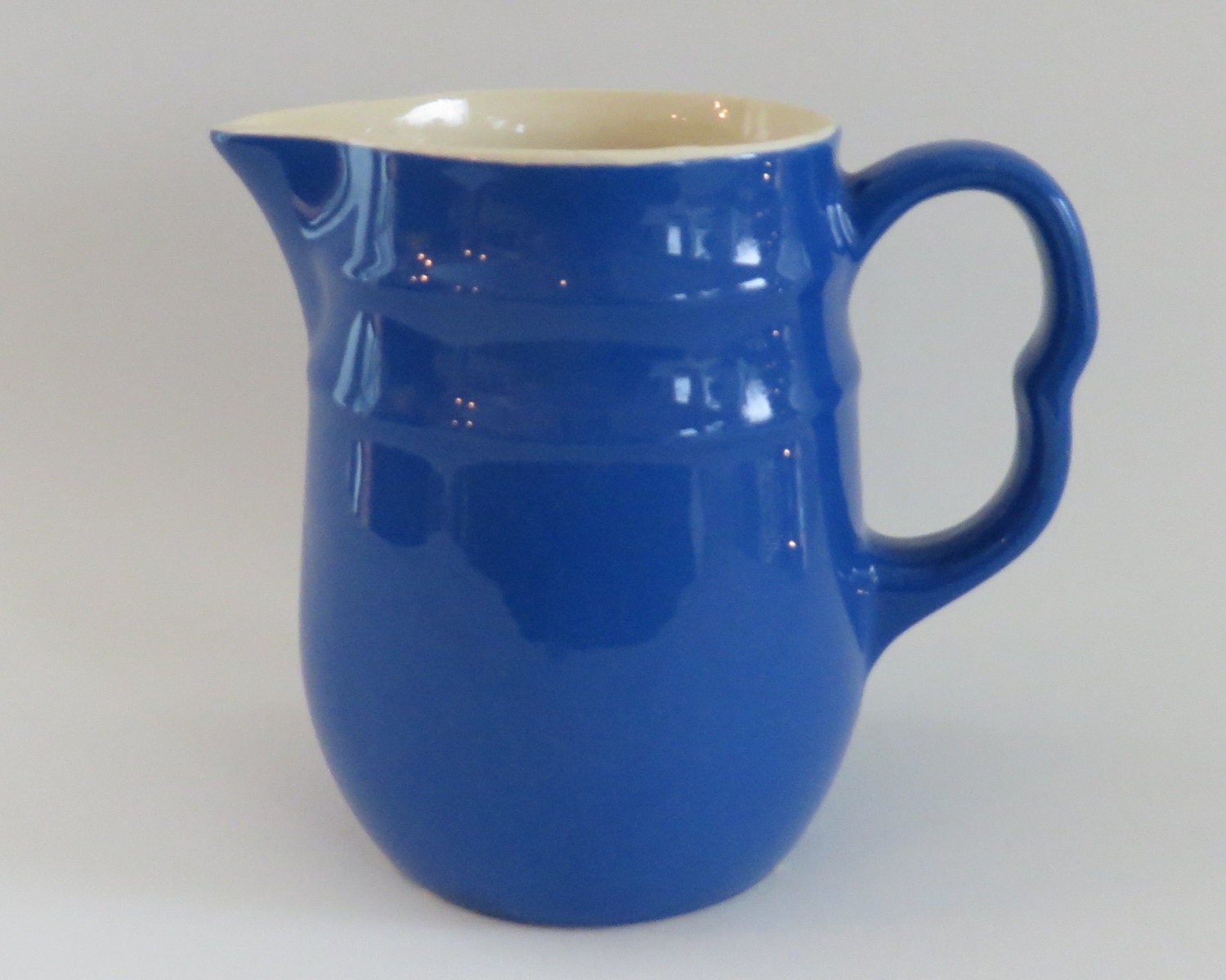 Vintage Oxford Stoneware Pitcher Cobalt Blue Milk by GrouchyParrot