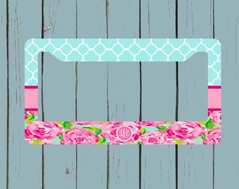Monogram License Plate Frame - Lily Pulitzer Inspired License Plate Frame - Monogram Car Tag Front License Plate Personalized Plate