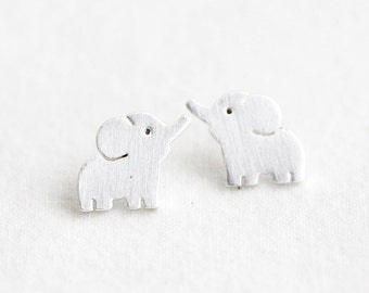 Silver elephant Earrings, Gold elephant earrings, Elephant jewelry, elephant stud earrings, elephant studs, cute earrings, Elephant necklace