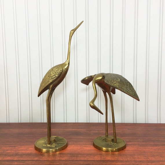 Vintage Brass Cranes Set of Two Large by ColoradoVintageCo