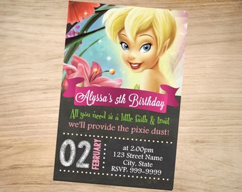 Tinkerbell Birthday Invitation Chalkboard - Tinkerbell Invitation - Tinkerbell Invite - DIGITAL