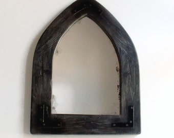 Reclaimed Wood Arched Mirror, Wall Mirror, Decorative Wall Mirror, Gothic Mirror, Rustic Decor, Wooden Frame Mirror, Distressed Mirror,