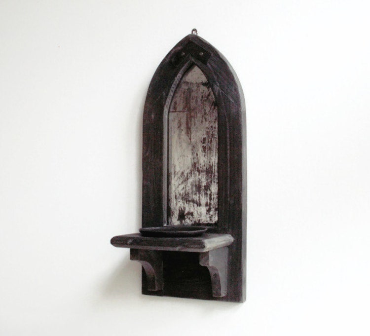 Gothic Mirror Candle Holder Shelf Wall by CraftyWorksCornwall