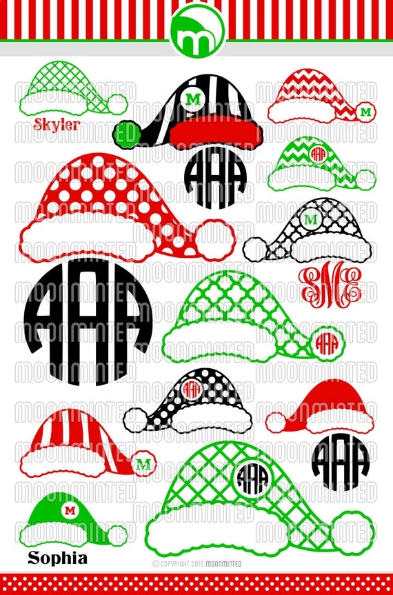 Download Christmas Santa Claus Hats SVG Cut Files Monogram Frames for