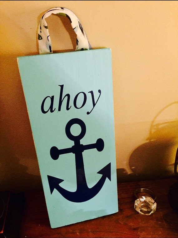 ON SALE nautical signs nautical decor anchor signs ahoy