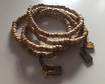 Items similar to Seed Bead Coconut & Wood Necklace - Boho Ethnic Seed ...