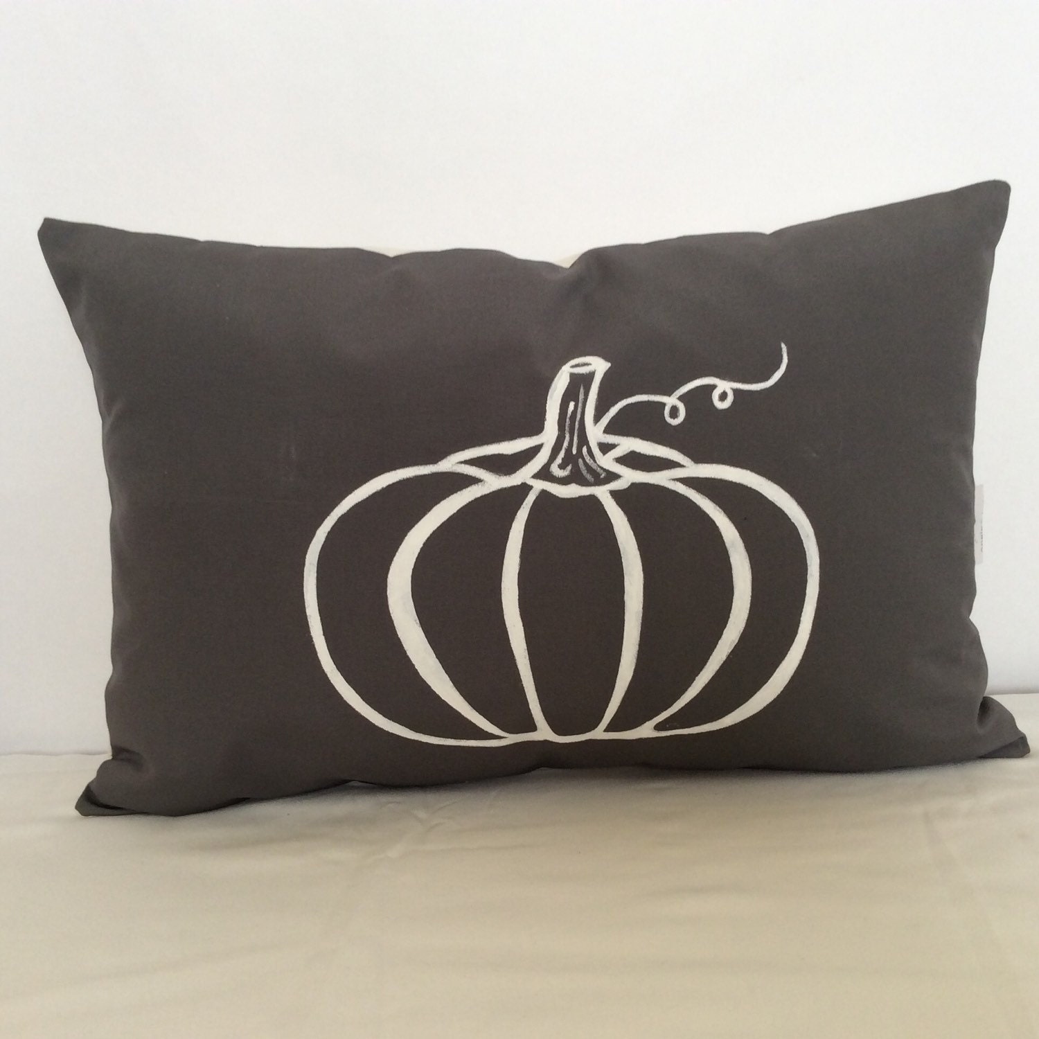Pumpkin Pillow Cover Chalkboard Pillow Grey Toss by AngieandLois