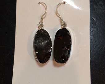 Shungite earrings - Raw Shungite Pendant - elite shungite jewelry - noble shungite - healing crystal necklace - sterling silver - Shungite