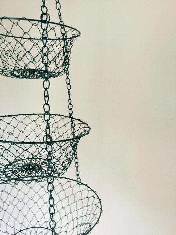 Mid Century Hanging Metal Mesh Baskets 3 by YourGreatestStory