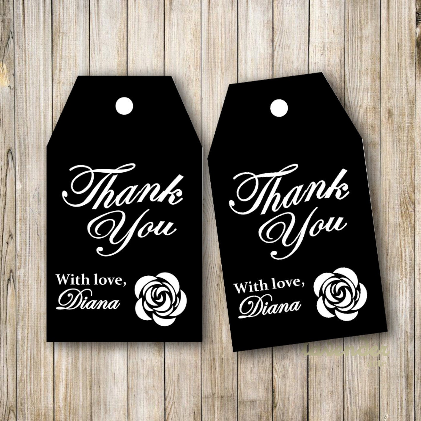 black thank you gift tags white rose thank you tag by