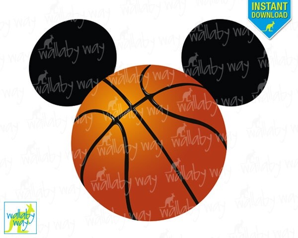 Basketball Mickey Mouse Ears Printable Iron On Transfer or Use