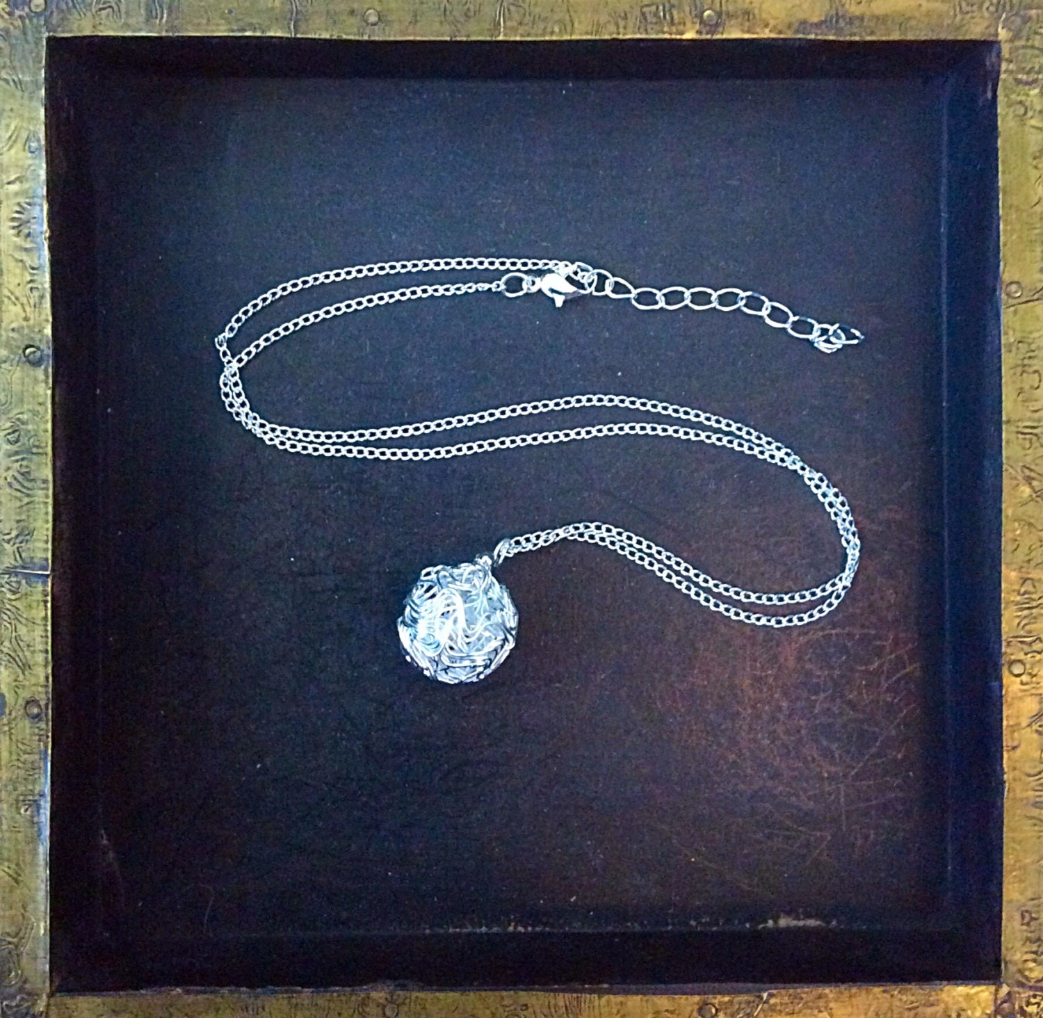 Silver Wire Ball Pendant Necklace by on Etsy