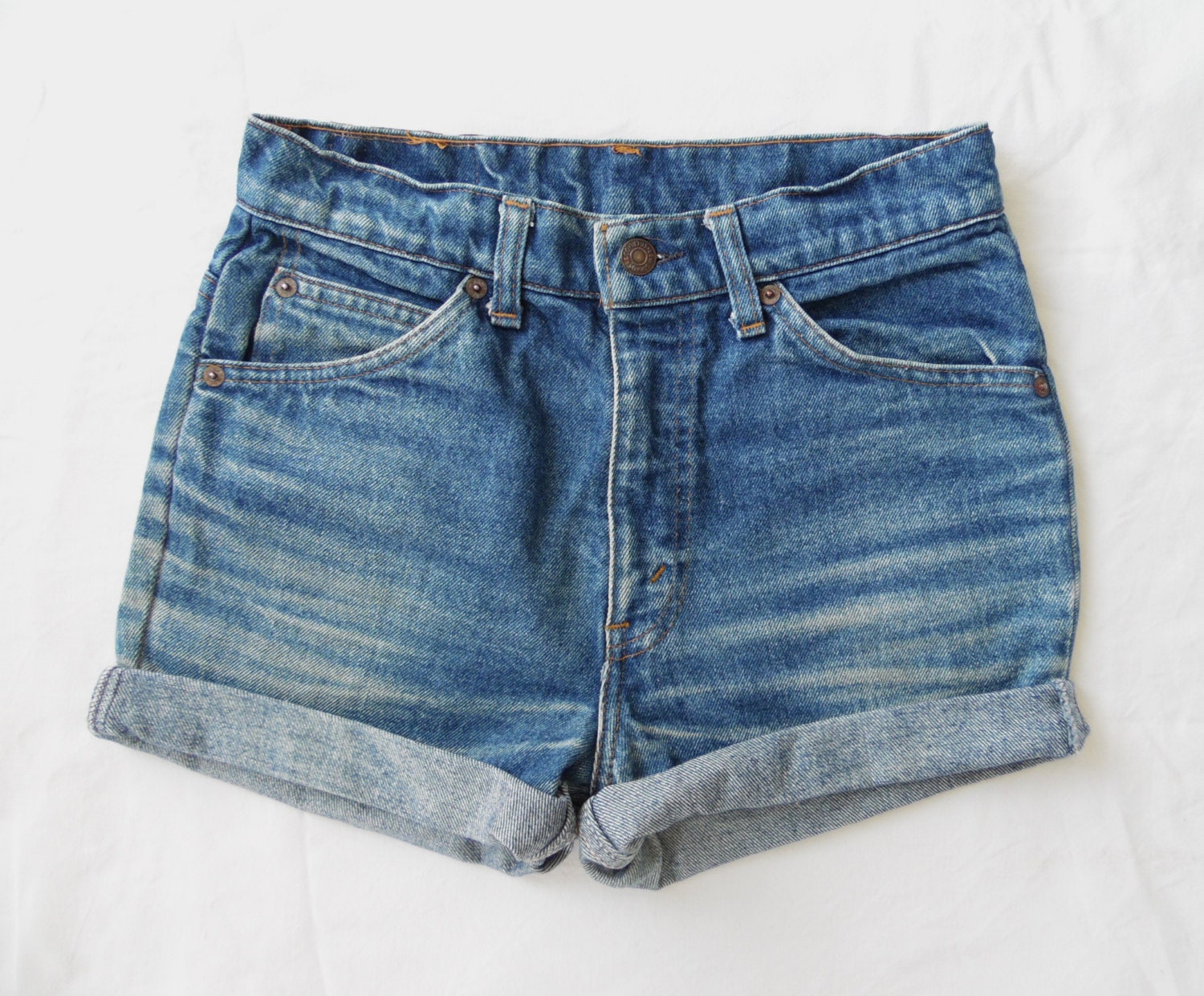 High waisted denim shorts vintage Levis 631orange tab blue