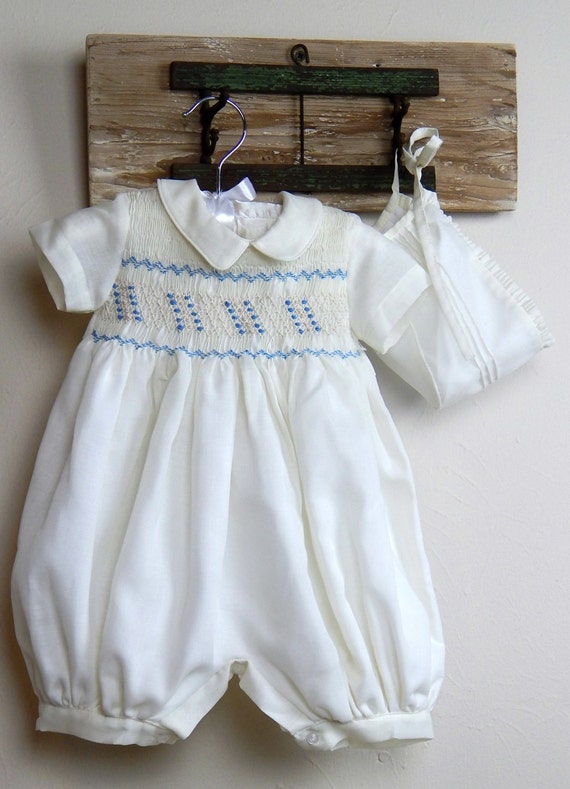 Baby boy outfit baby boy romper smocked baby by SUMACLOTHING